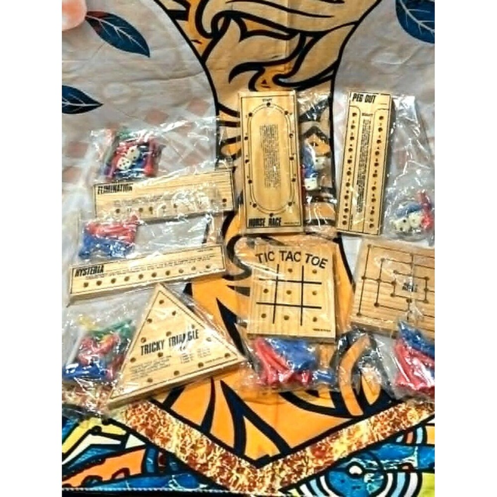 Vintage‑Style Wooden Travel Game Bundle – 7 Games
